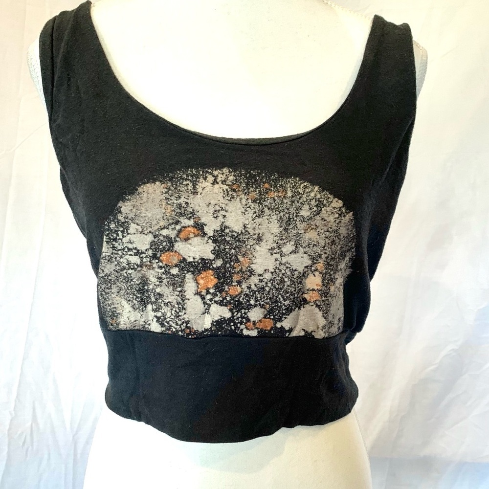 Cotton Black Graphic Crop Top Sleeveless Tank Womens Large Made‎ in Canada